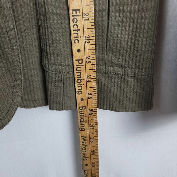 Aziz Womens Olive Cotton Embroidered‎ Flap Pockets One Button Blazer Jacket Sz L - Picture 12 of 12